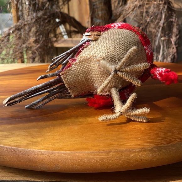 Pottery Barn Sisal, Pinecone and Twig Holiday Owl with Scarf and Burlap body 🦉 - Picture 11 of 16